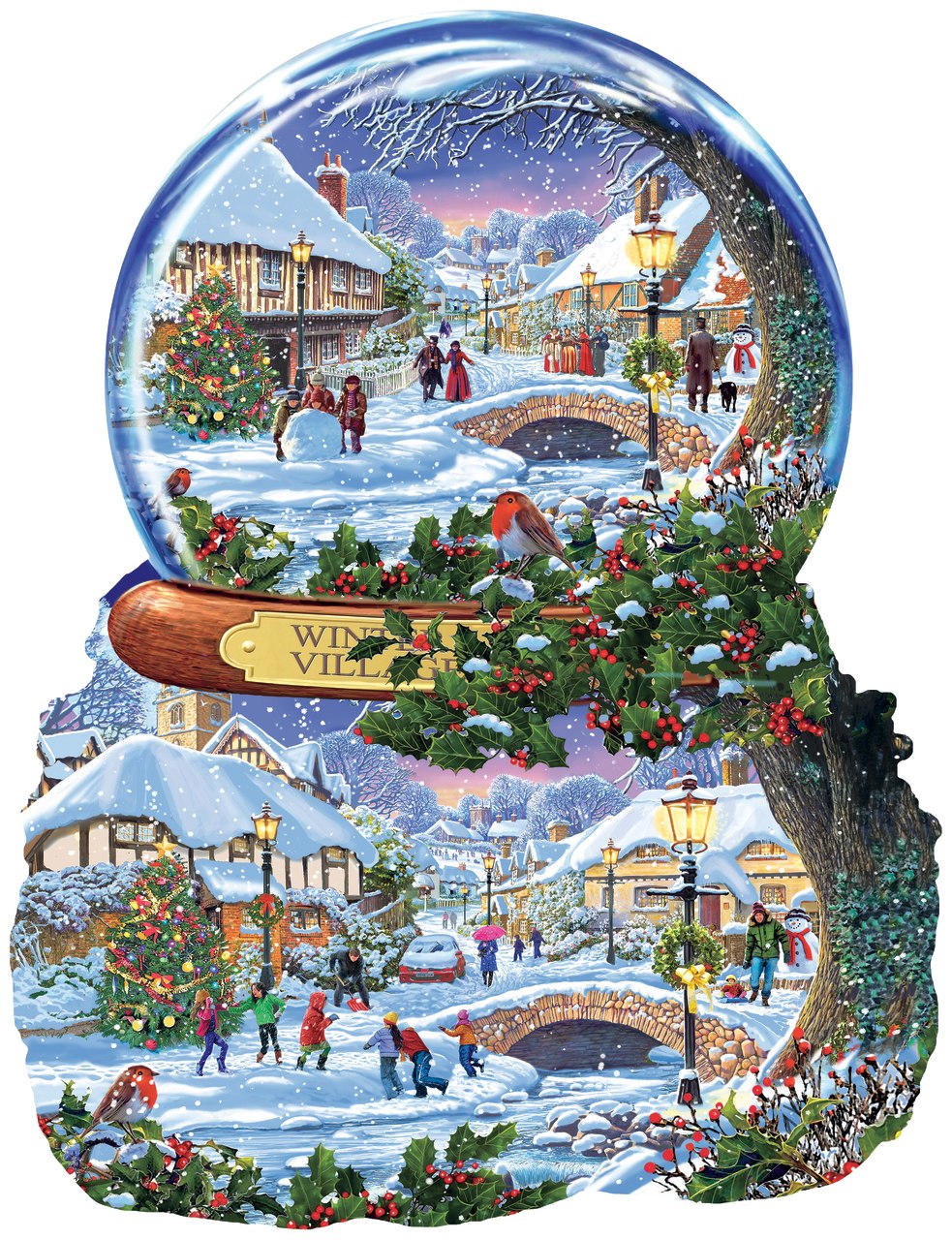 Winter Village - 1000pc Shaped Jigsaw Puzzle By Sunsout  			  					NEW