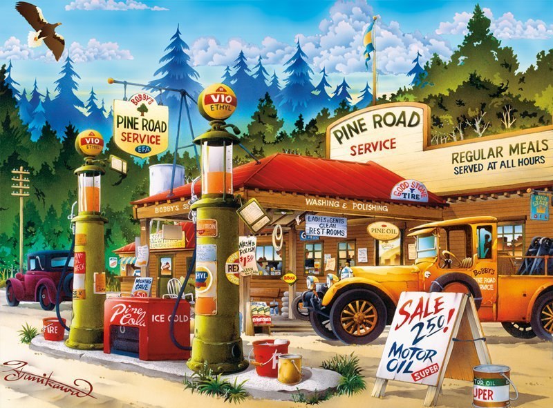 Cartoon World: Pine Road Service - 1000pc Jigsaw Puzzle by Buffalo Games