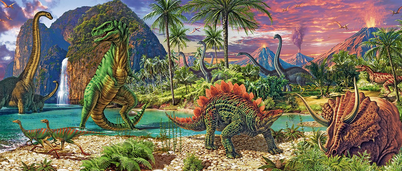 In the Land of the Dinosaurs - 200pc Panoramic Jigsaw Puzzle by Ravensburger  			  					NEW