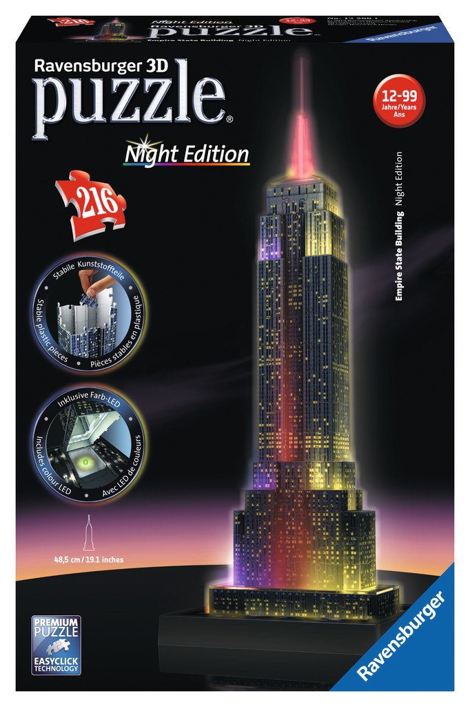 Empire State Building: Night Edition - 216pc 3D Jigsaw Puzzle By Ravensburger - image 1