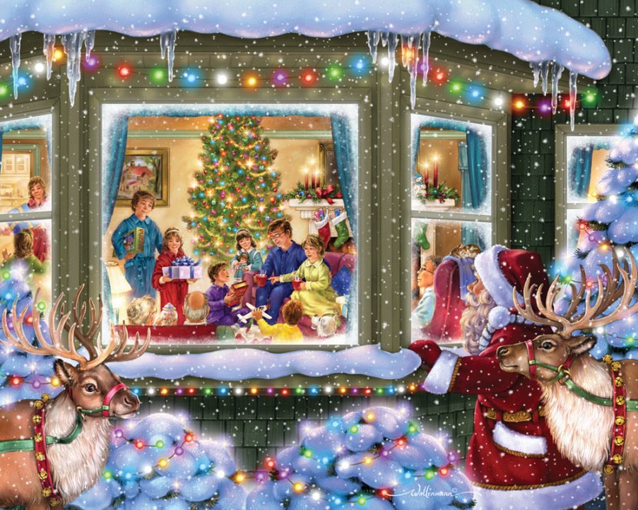 Gift Giving - 1000pc Jigsaw Puzzle by Vermont Christmas Company  			  					NEW - image 1