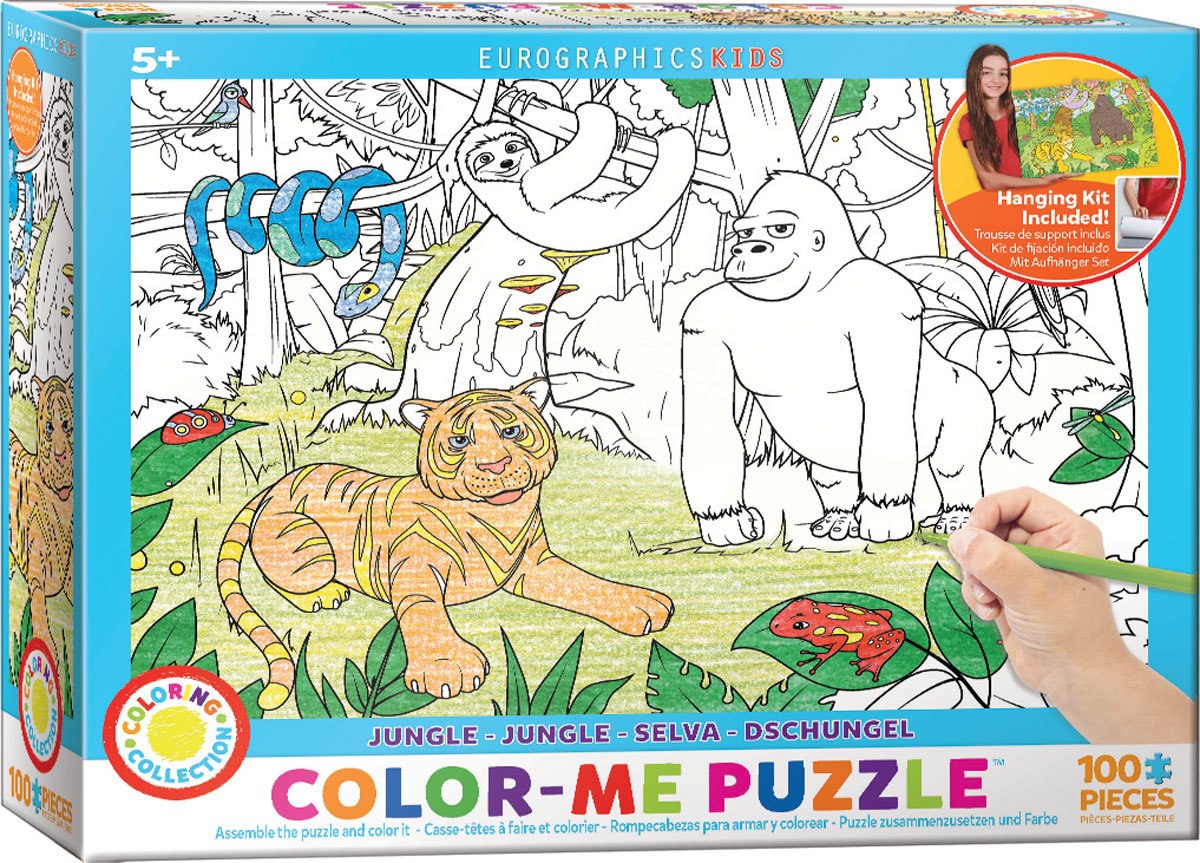 Color Me Puzzle: Jungle - 100pc Color Yourself Jigsaw Puzzle by Eurographics