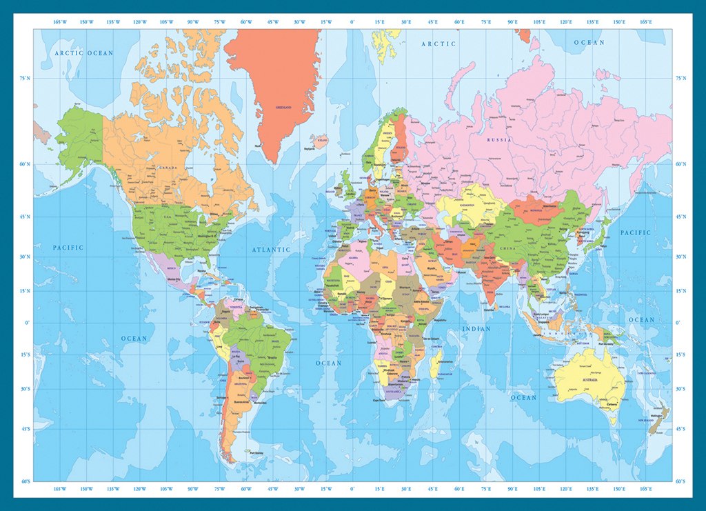 Modern Map of the World - 1000pc Jigsaw Puzzle by Eurographics