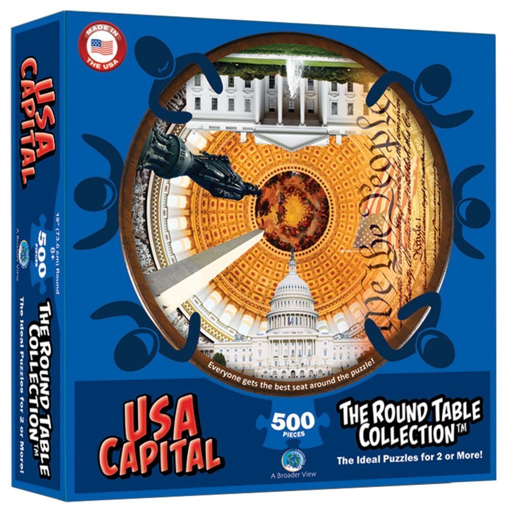 USA Capital - 500pc Round Jigsaw Puzzle by A Broader View  			  					NEW - image 1