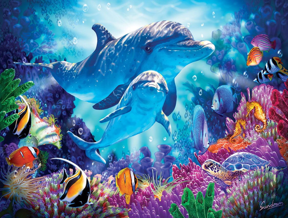 Dolphin Guardian - 500pc Jigsaw Puzzle by SunsOut