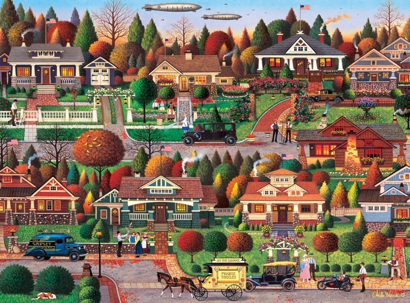 Charles Wysocki: Labor Day in Bungalowville - 1000pc Jigsaw Puzzle by Buffalo Games