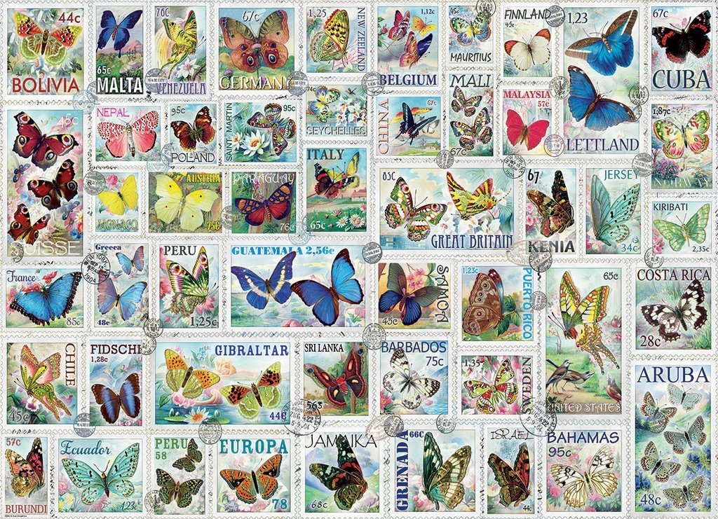 Vintage Stamps: Butterflies - 500pc Jigsaw Puzzle by Eurographics  			  					NEW