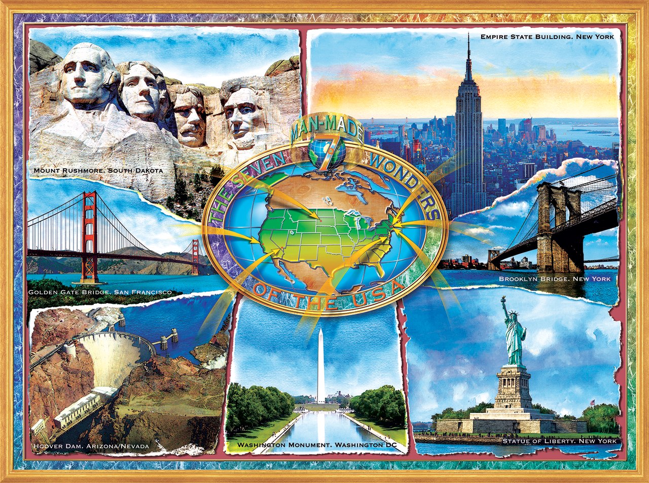 The 7 Manmade Wonders of the U.S.A. - 1000pc Jigsaw Puzzle By Sunsout  			  					NEW