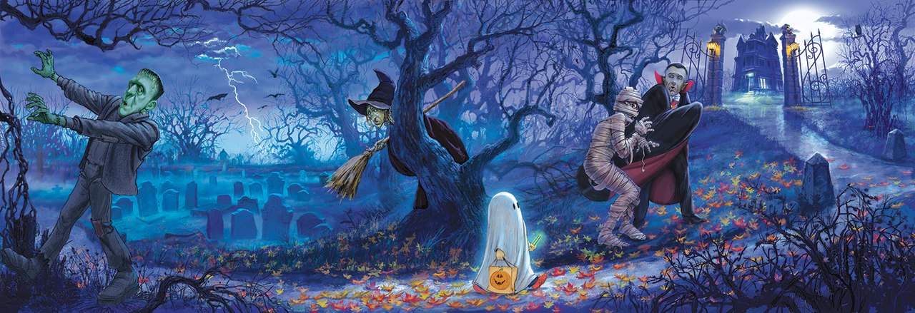 Halloween Scene - 500pc Jigsaw Puzzle by Sunsout  			  					NEW