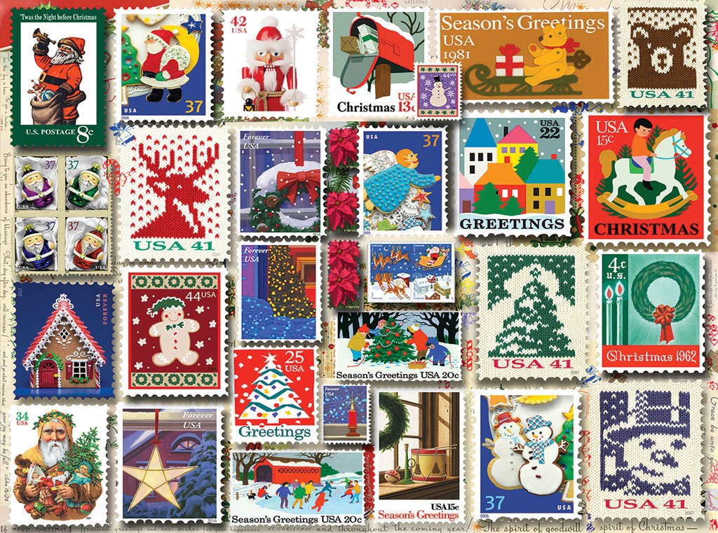 Christmas Stamps  - 1000pc Jigsaw Puzzle By White Mountain
