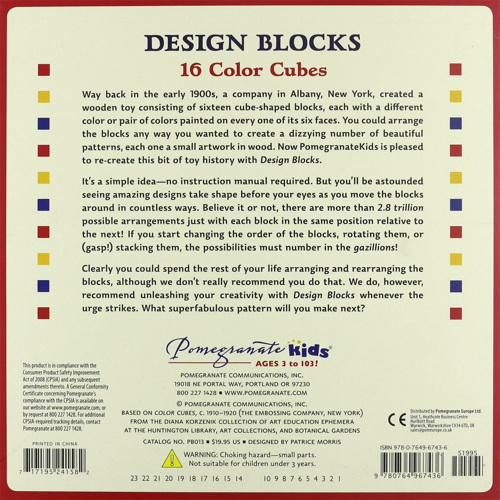 Design Blocks: 16 Color Cubes - 16pc Block by Pomegranate  			  					NEW - image 1