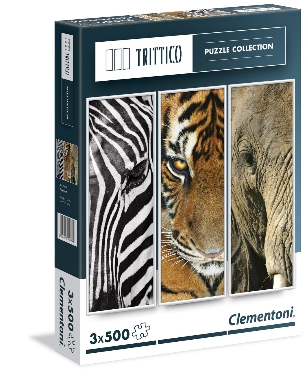 Animals Trittico -  3 x 500pc Jigsaw Puzzle by Clementoni - image 1