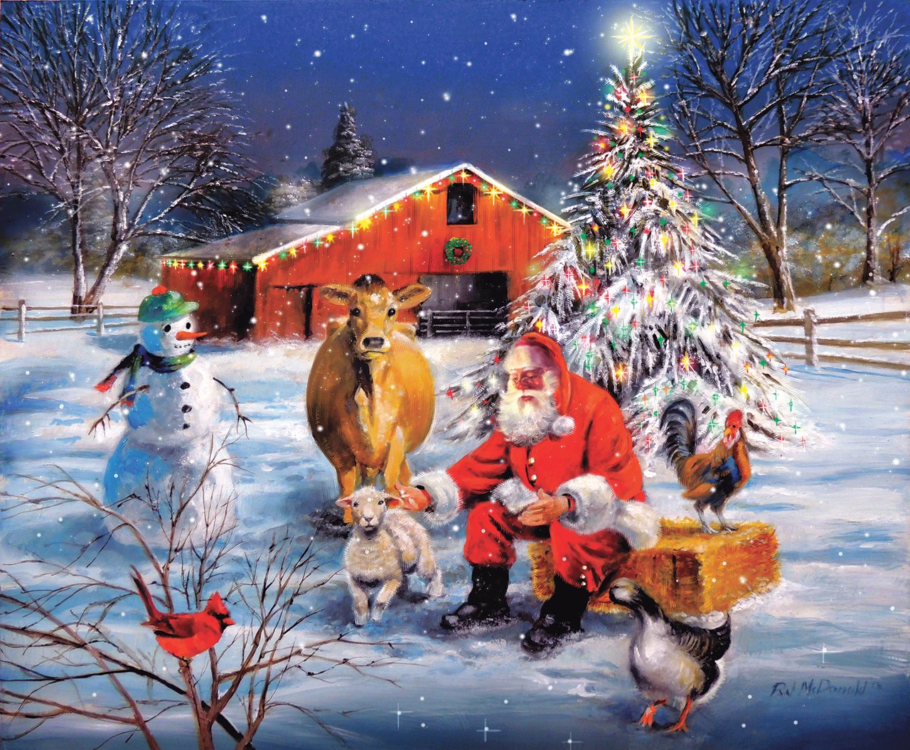 Santa at the Farm - 300pc Jigsaw Puzzle By Sunsout  			  					NEW