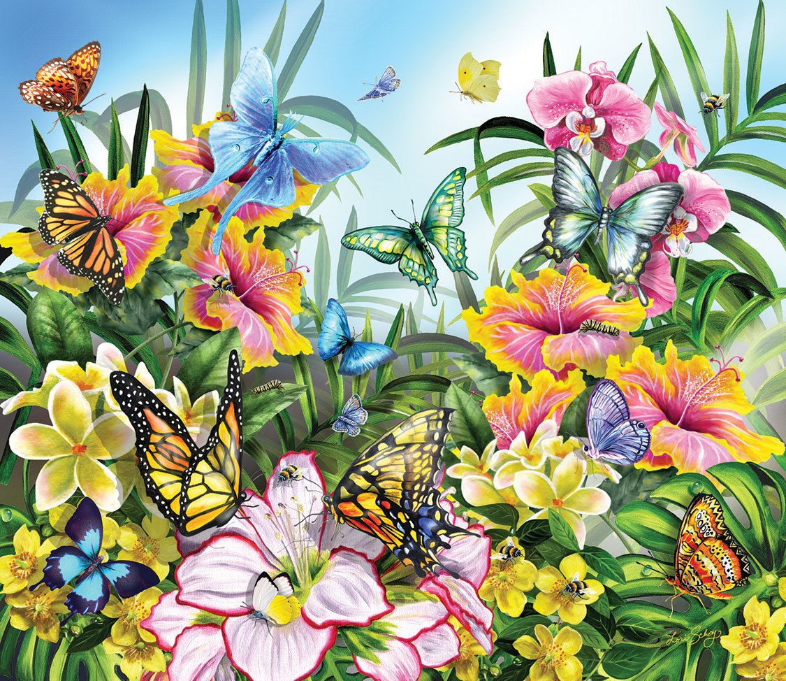 Butterflies in the Garden - 200pc Jigsaw Puzzle by SunsOut - image main