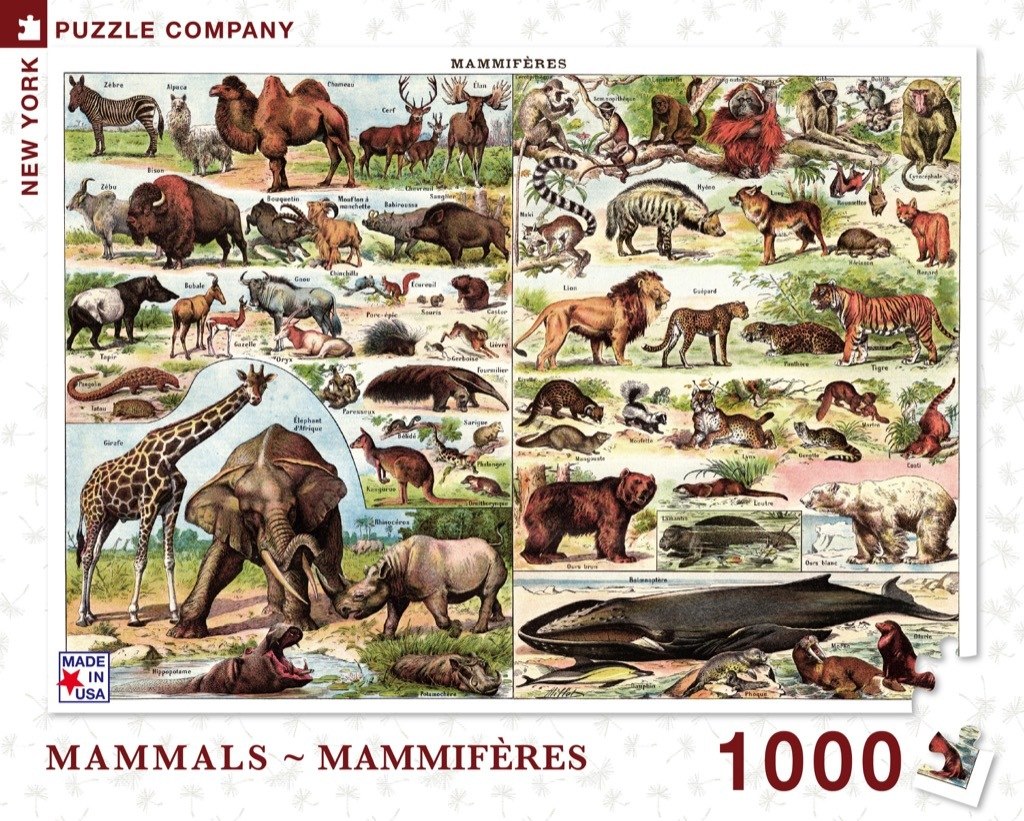 Mammals ~ Mammifères - 1000pc Jigsaw Puzzle by New York Puzzle Company  			  					NEW - image 1