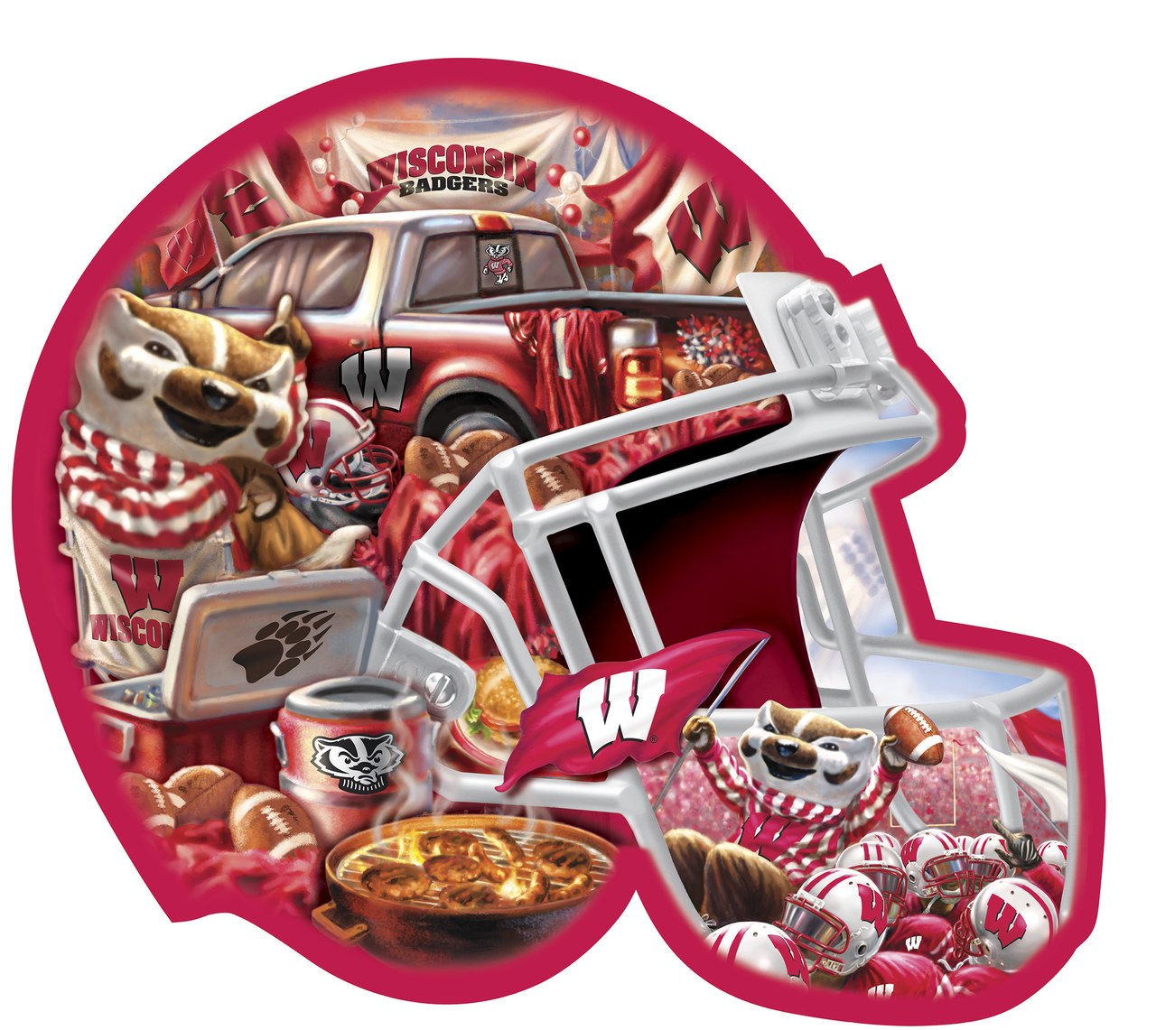 Wisconsin Helmet - 500pc Shaped Jigsaw Puzzle by Masterpieces  			  					NEW