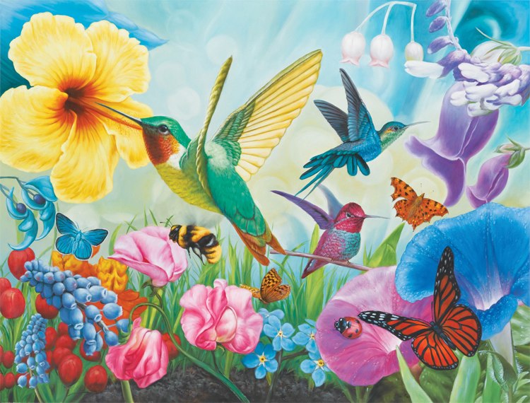 Hummingbird Garden - 1000pc Jigsaw Puzzle by Lafayette Puzzle Factory