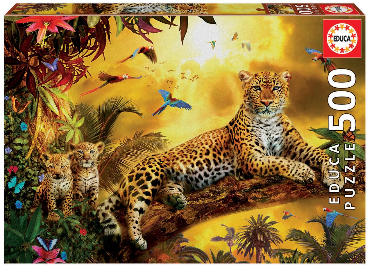 Leopard and His Cubs - 500pc Jigsaw Puzzle by Educa  			  					NEW - image 1