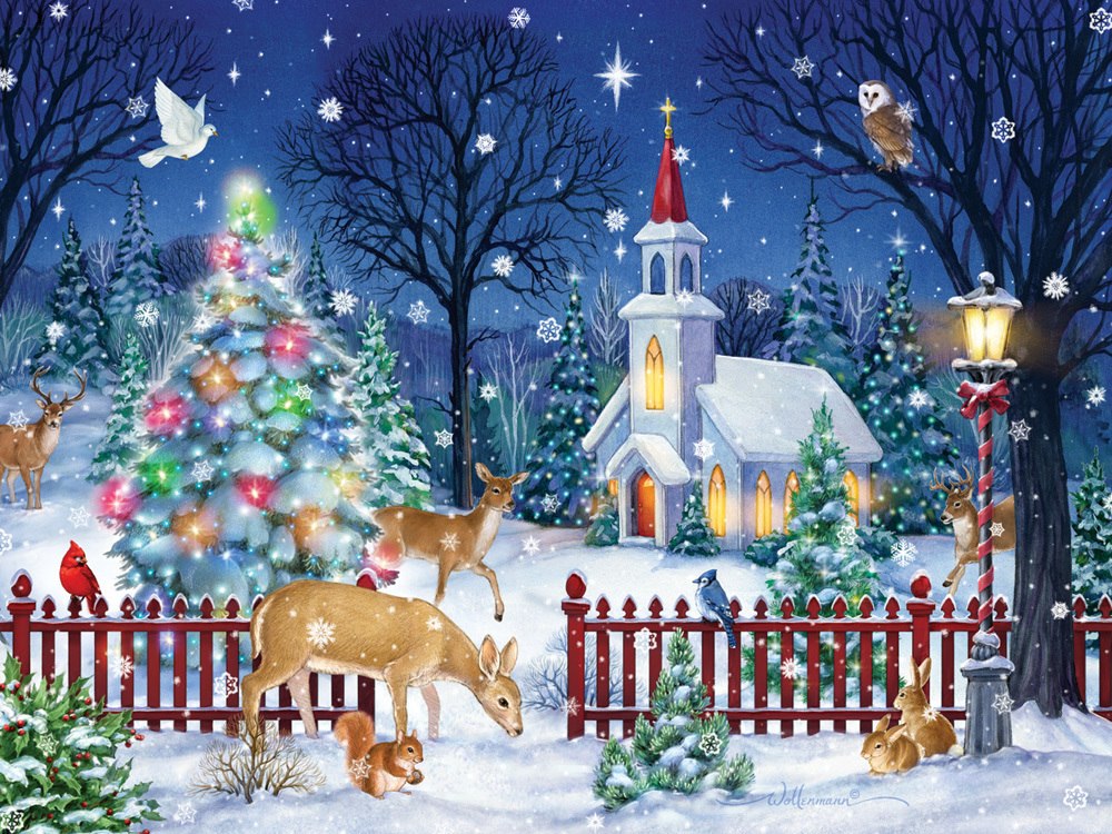 Peaceful Night - 550pc Jigsaw Puzzle by Vermont Christmas Company  			  					NEW