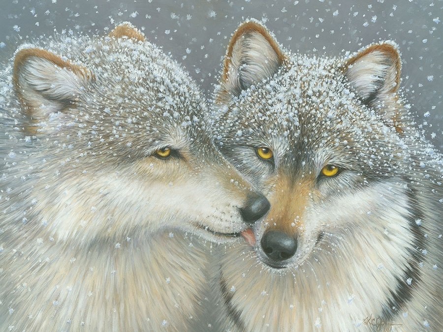 Wolf Kiss - 500pc Jigsaw Puzzle by Cobble Hill