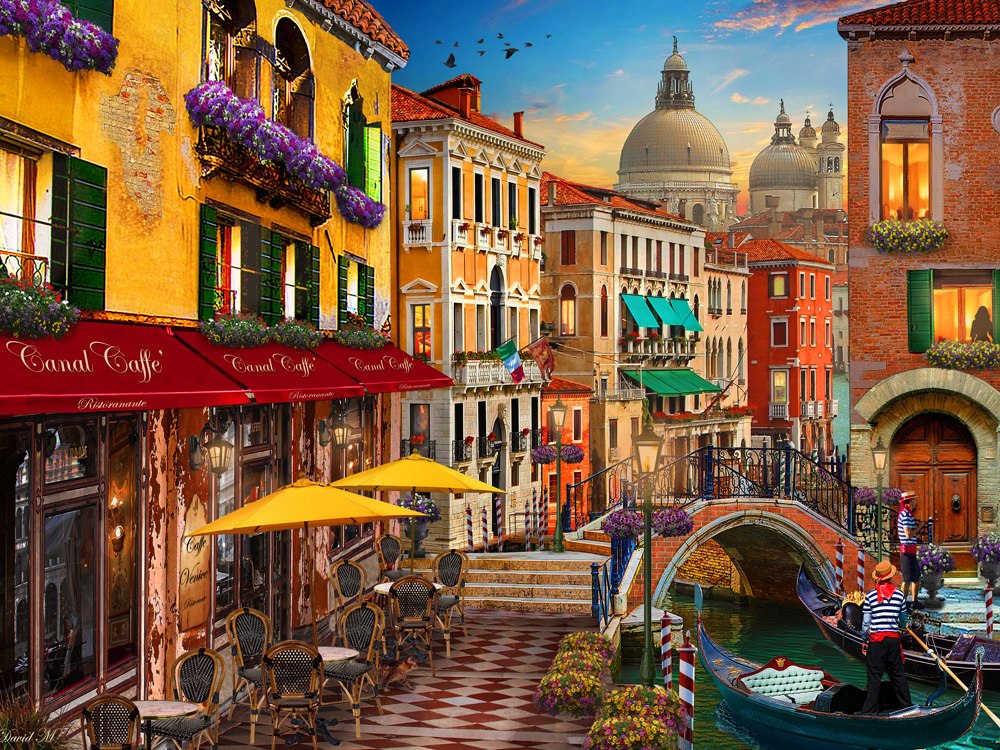 Venice Cafe - 550pc Jigsaw Puzzle by Vermont Christmas Company