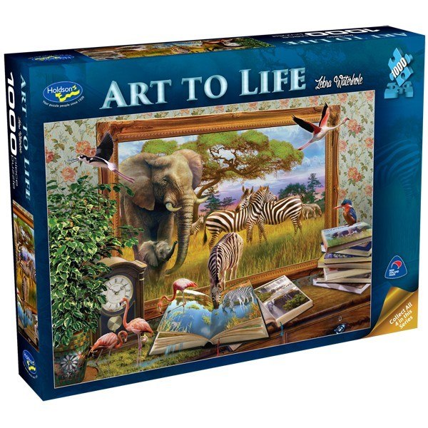 Art to Life: Zebra Waterhole - 1000pc Jigsaw Puzzle by Holdson  			  					NEW - image 1