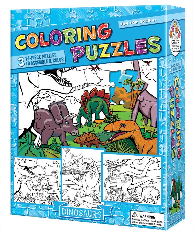 Coloring Puzzles: Dinosaurs - 24pc Coloring Puzzle by Cobble Hill (discontinued)