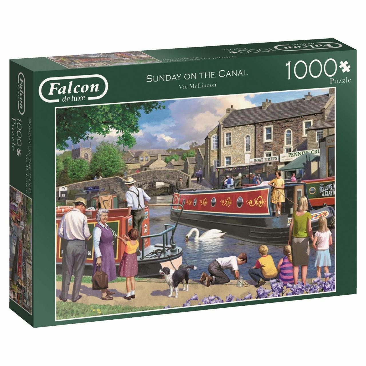 Sunday on the Canal - 1000pc Jigsaw Puzzle By Falcon  			  					NEW - image 1