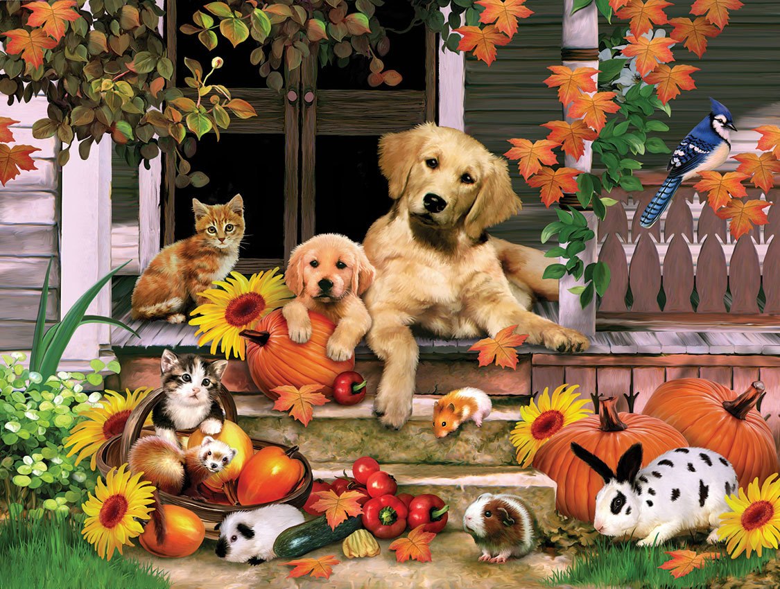 Autumn on the Porch - 300pc Jigsaw Puzzle by SunsOut