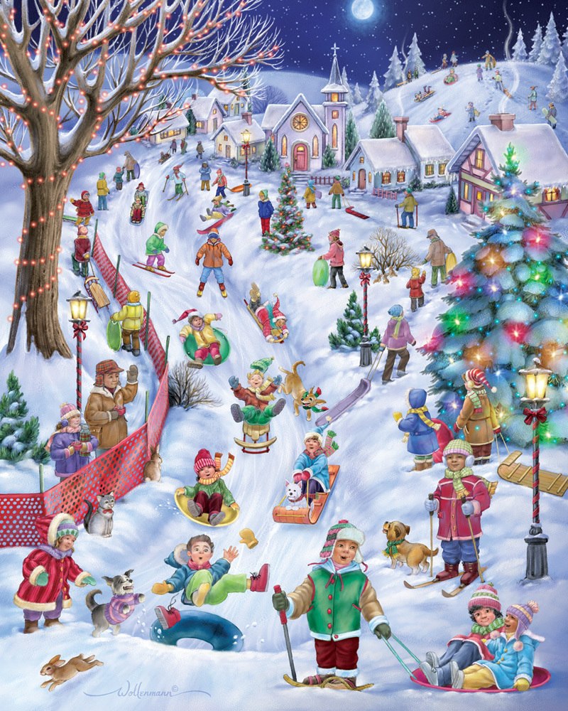 Sledding Hill - 1000pc Jigsaw Puzzle by Vermont Christmas Company