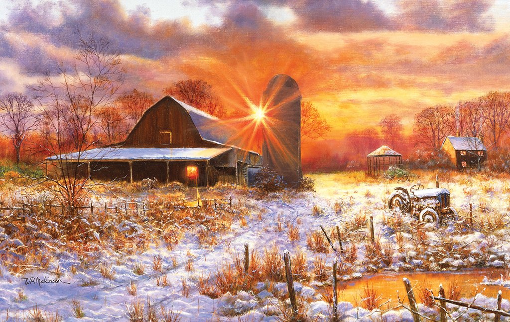 Snow Barn - 550pc Jigsaw Puzzle by Sunsout