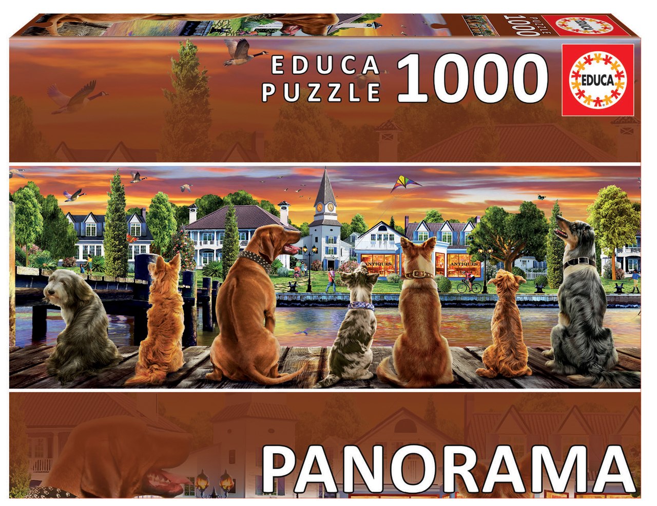 Dogs on the Quay - 1000pc Panoramic Jigsaw Puzzle by Educa  			  					NEW - image 1