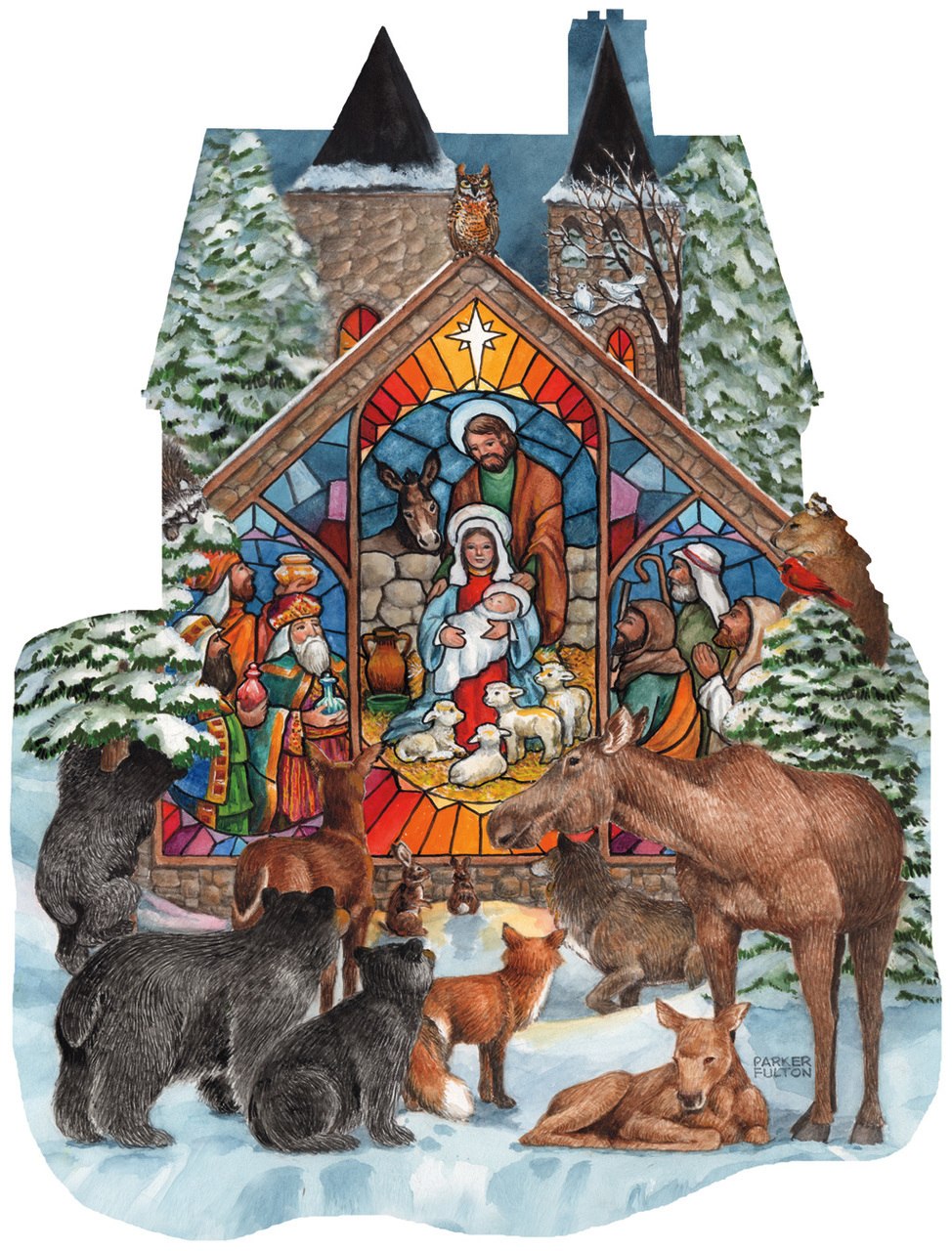 Forest Nativity - 1000pc Shaped Jigsaw Puzzle by SunsOut