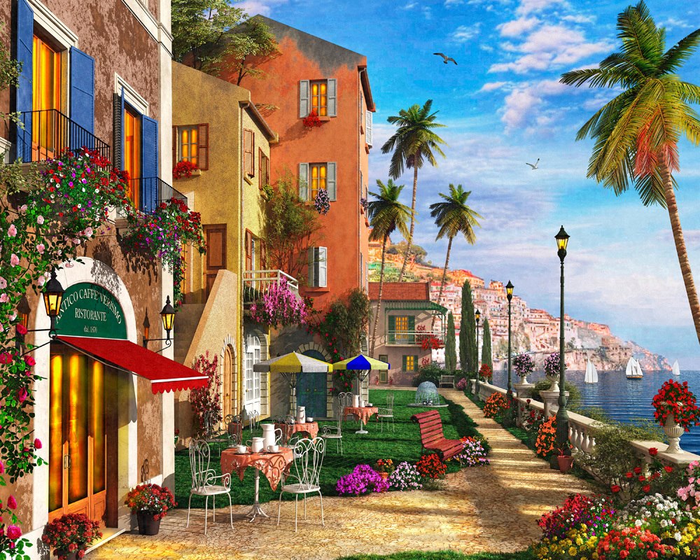 Mediterranean Terrace - 1000pc Jigsaw Puzzle by Vermont Christmas Company