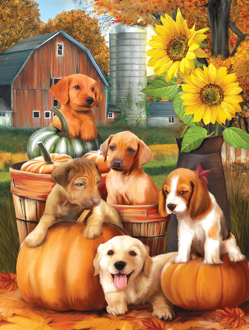 Autumn Puppies - 300pc Large Format Jigsaw Puzzle by SunsOut