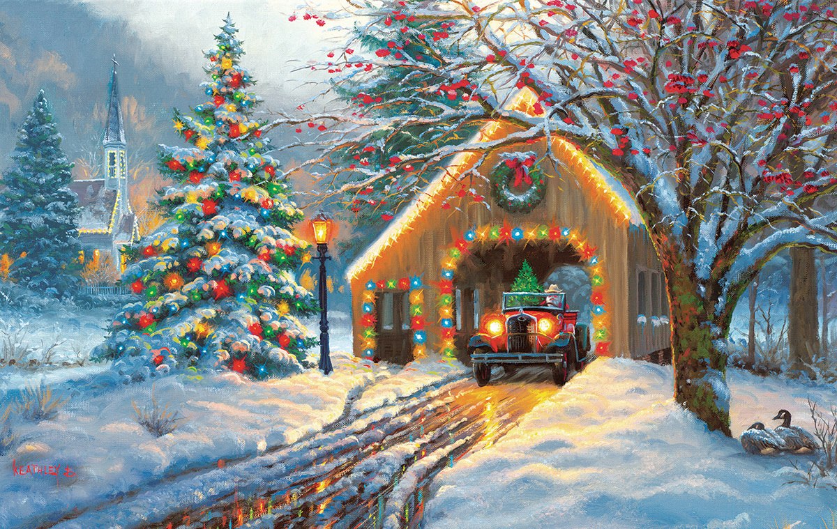 Christmas Crossing - 550pc Jigsaw Puzzle by Sunsout  			  					NEW - image 1