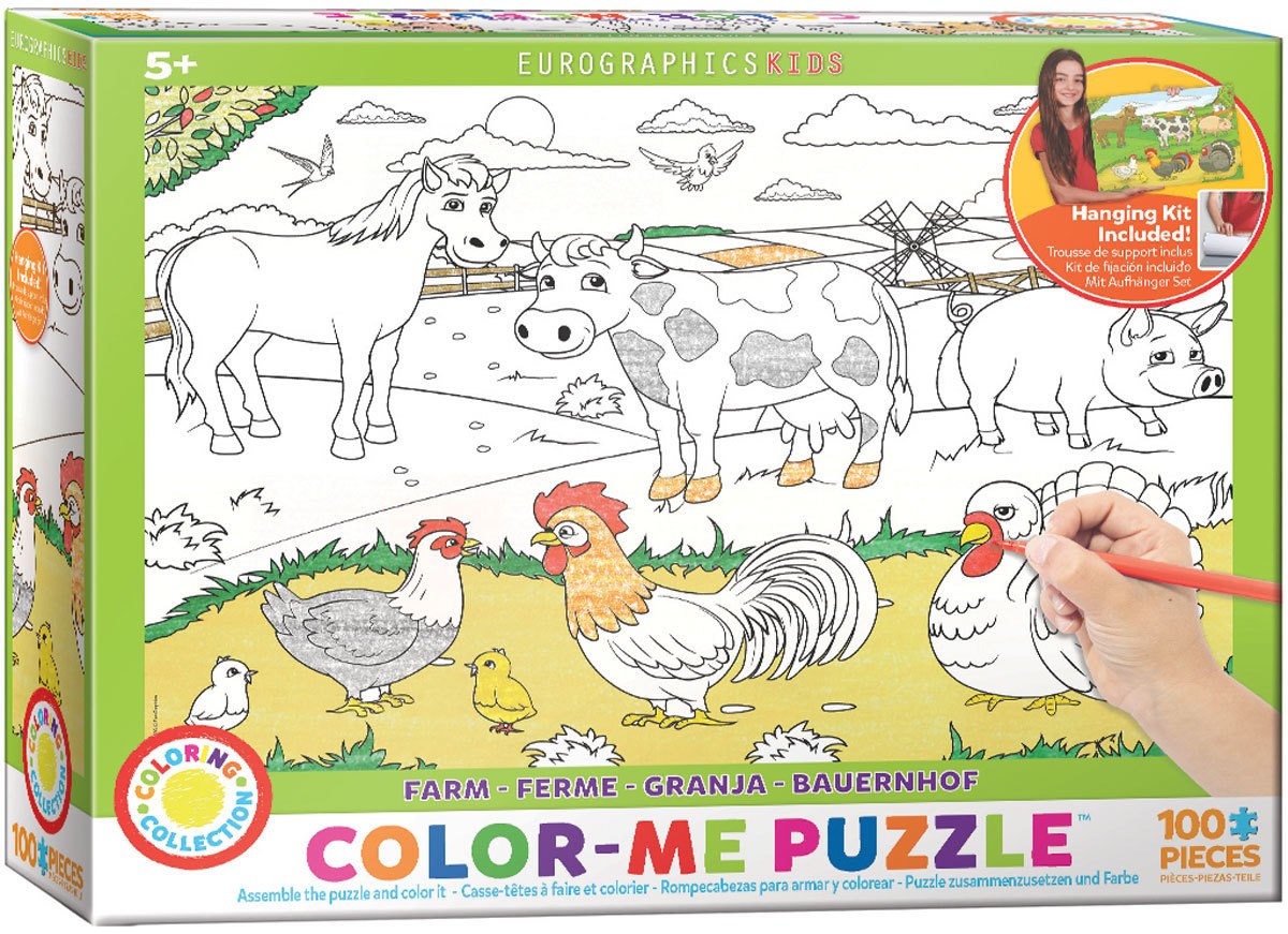 Color Me Puzzle: Farm - 100pc Color Yourself Jigsaw Puzzle by Eurographics