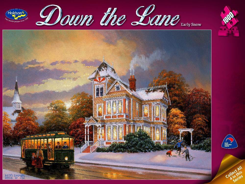 Down the Lane: Early Snow - 1000pc Jigsaw Puzzle by Holdson  			  					NEW - image 1