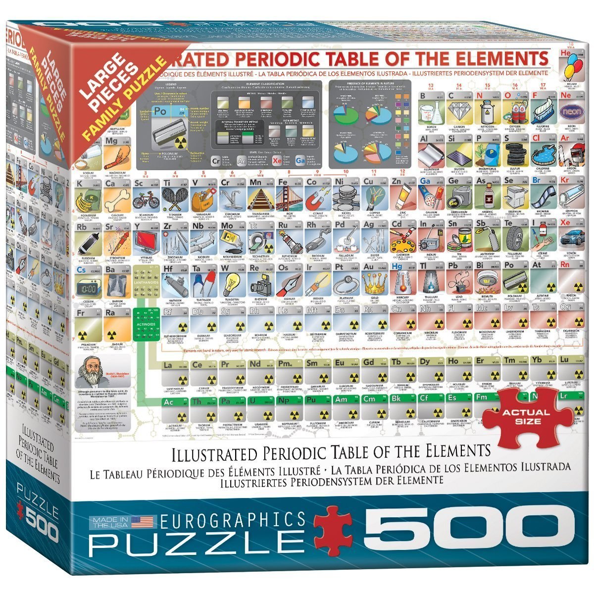 Illustrated Periodic Table of the Elements - 500pc Jigsaw Puzzle by Eurographics  			  					NEW - image 1