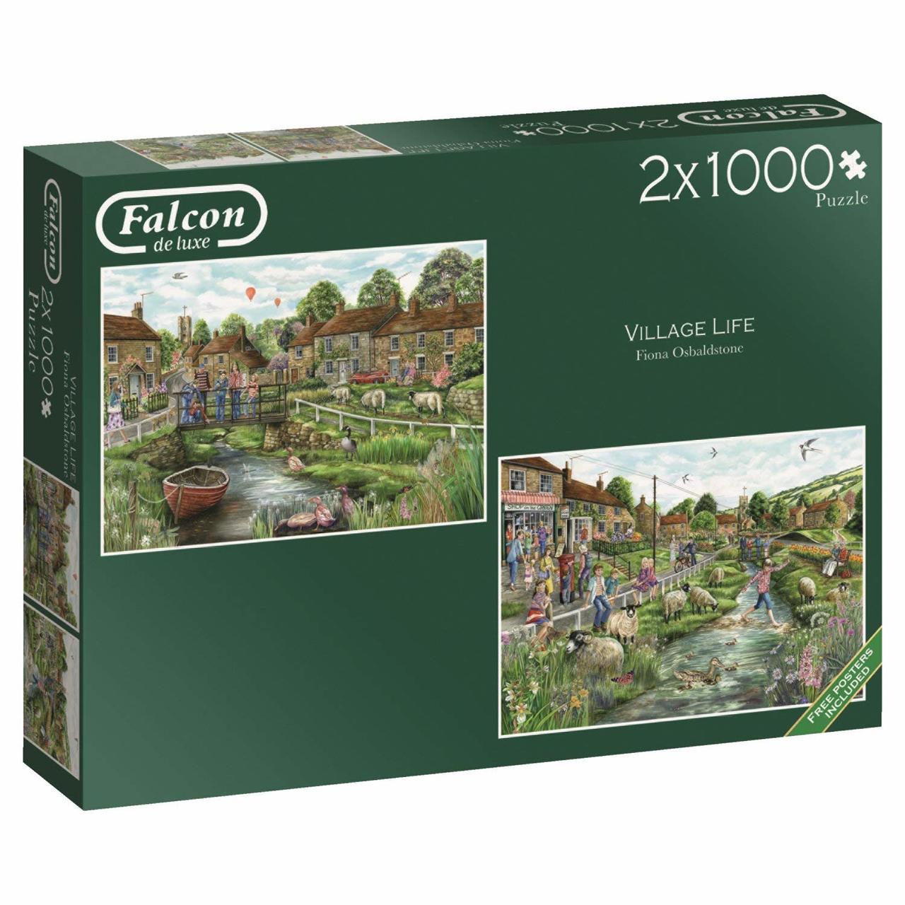 Village Life - 2 x 1000pc Jigsaw Puzzle By Falcon  			  					NEW - image 2