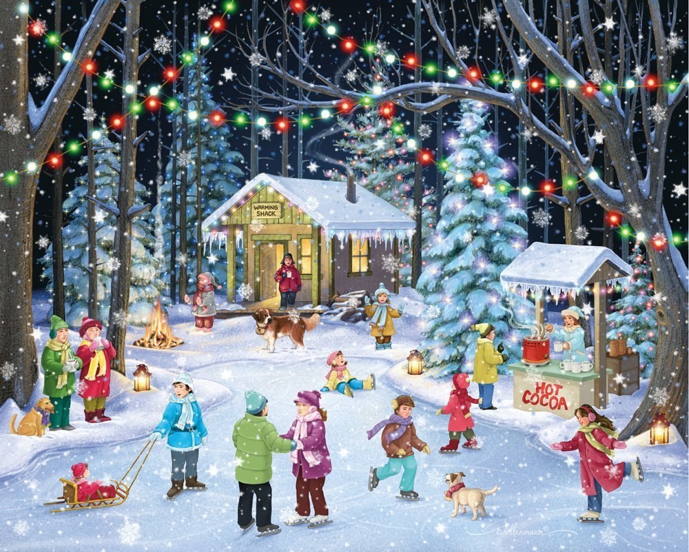 Woodland Skaters - 1000pc Jigsaw Puzzle By Vermont Christmas Company - image 1