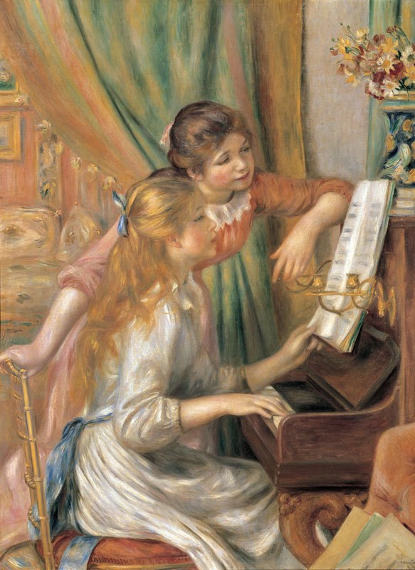 Two Young Girls at the Piano - 500pc Music Jigsaw Puzzle By Tomax