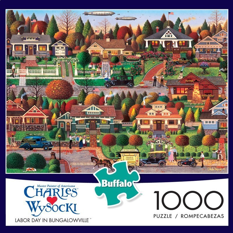 Charles Wysocki: Labor Day in Bungalowville - 1000pc Jigsaw Puzzle by Buffalo Games - image 1