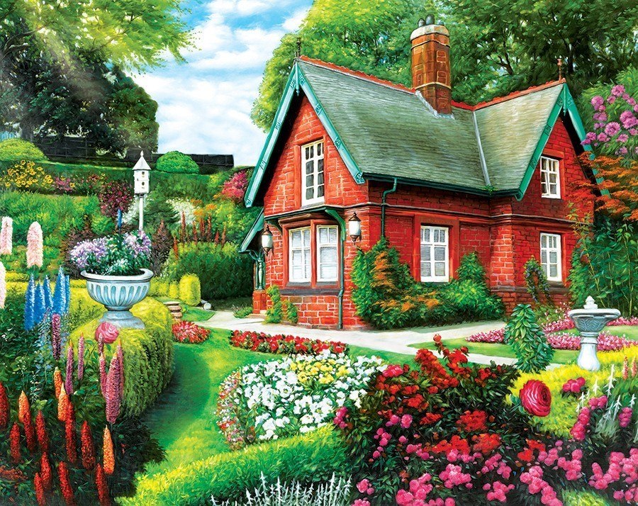 Summer Cottage - 500pc Jigsaw Puzzle by Lafayette Puzzle Factory
