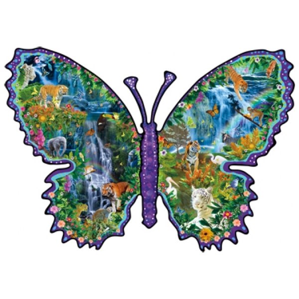 Rainforest Butterfly - 1000pc Shaped Jigsaw Puzzle By Sunsout