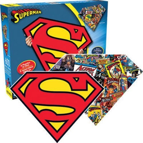 Superman Logo - 600pc Double-sided Shaped Jigsaw Puzzle by Aquarius  			  					NEW