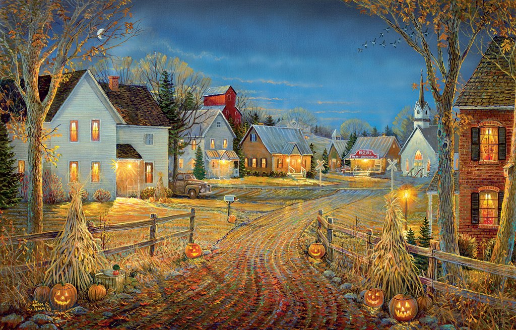 A Country Town in Autumn - 550pc Jigsaw Puzzle by SunsOut