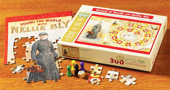 Round the World with Nellie Bly - 300pc Jigsaw Puzzle & Game by Pomegranate - image 2