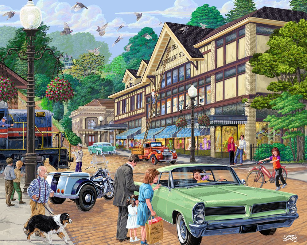 A Trip to Town - 1000pc Jigsaw Puzzle by Vermont Christmas Company