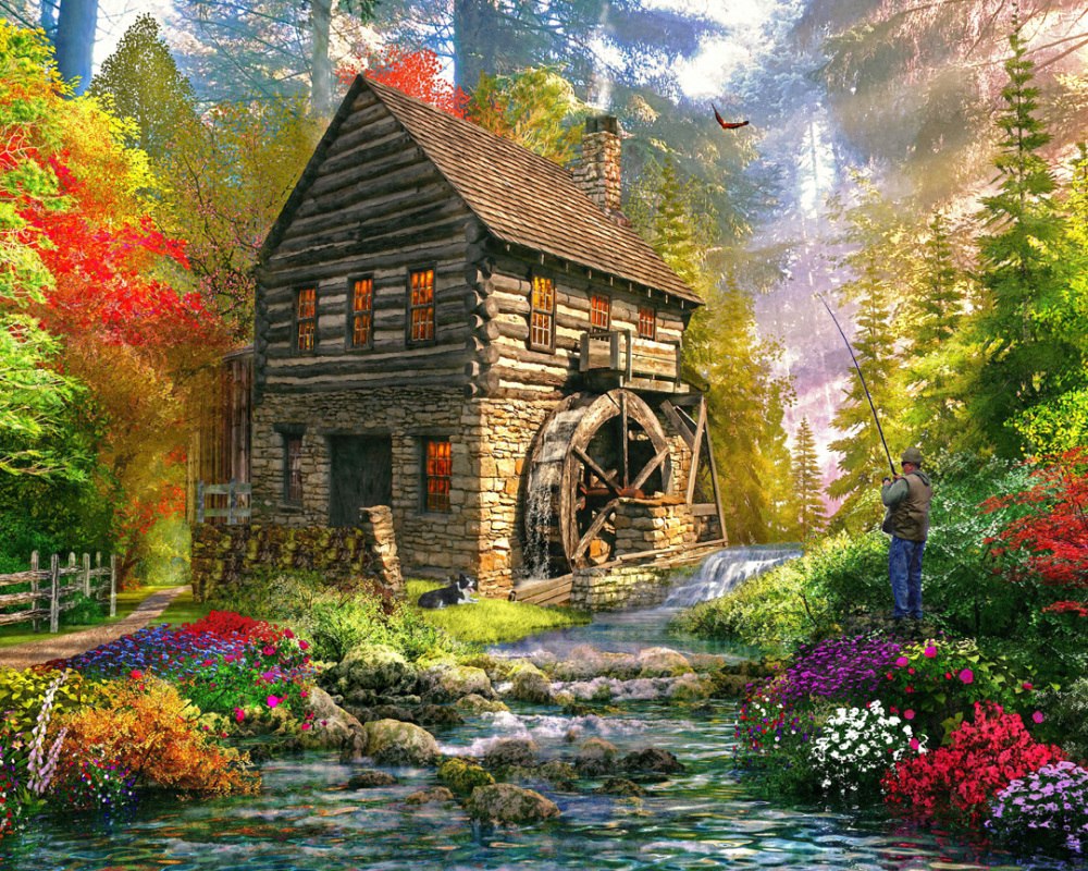 Mill Cottage - 1000pc Jigsaw Puzzle by Vermont Christmas Company